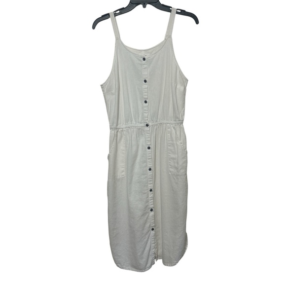 Old Navy Dresses & Skirts - Old Navy White Linen Blend Button Front Sleeveless Midi Dress with Pockets